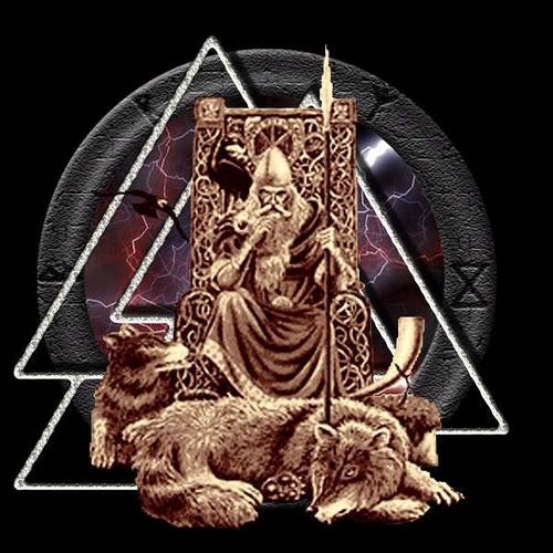 norse gods photo: Odin, his ravens Hugin &amp; Munin, his wolves Geri &amp; Freki odin.jpg