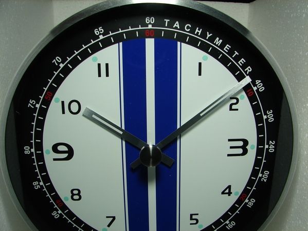 Racing  Stripes Sports Car Wall Clock - 11 inch Aluminum Metal Casing with Quartz Watch  - New  - eBay Store - Brum2000s-Contraptions - stores.ebay.com/Brum2000s-Contraptions